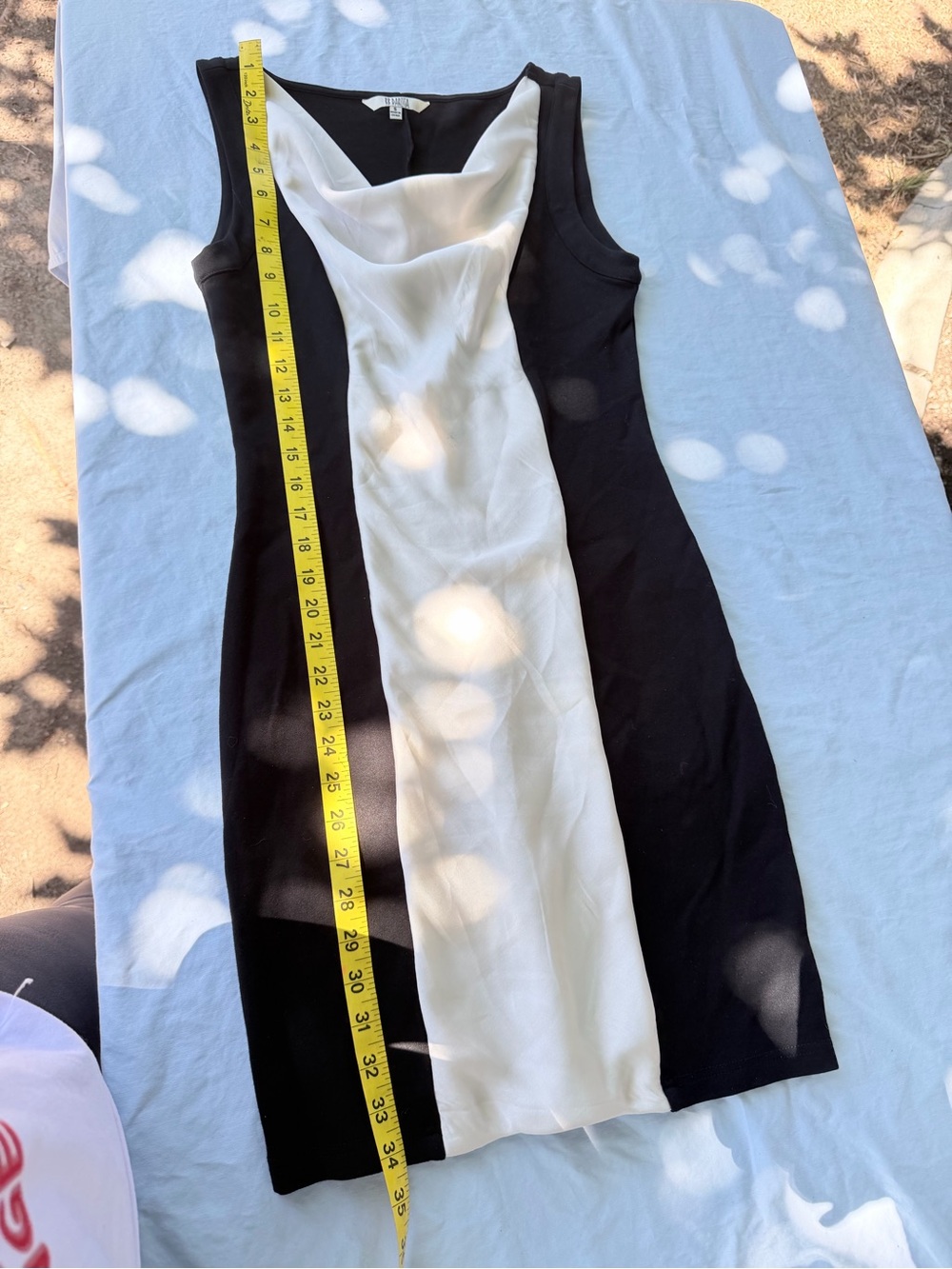 BB Dakota Black and Cream Colorblock Cowl Neck Mini Dress - Picture 3 of 5